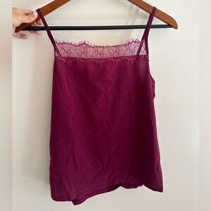 French connection burgundy lace cami size small